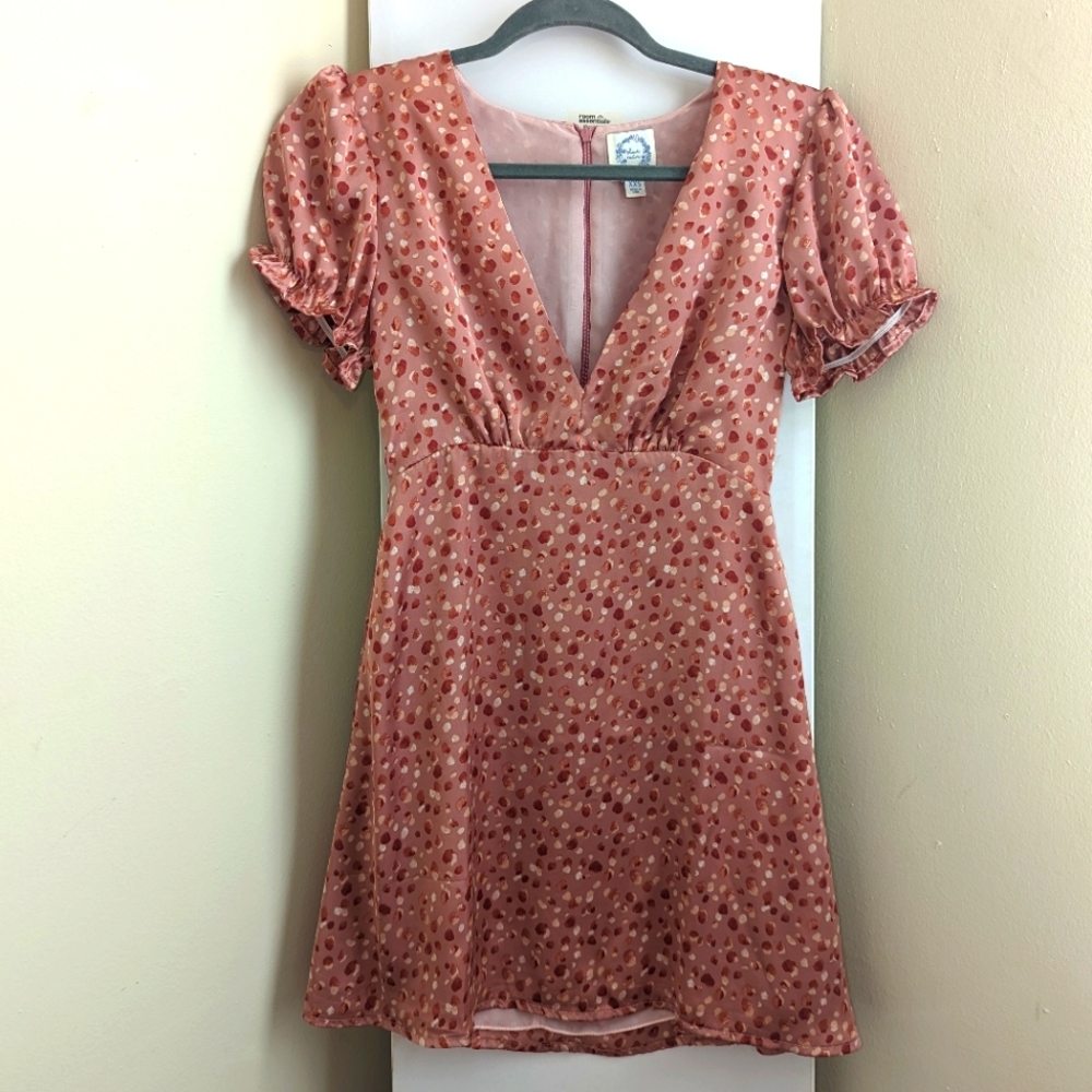 Silky V neck Pink dress